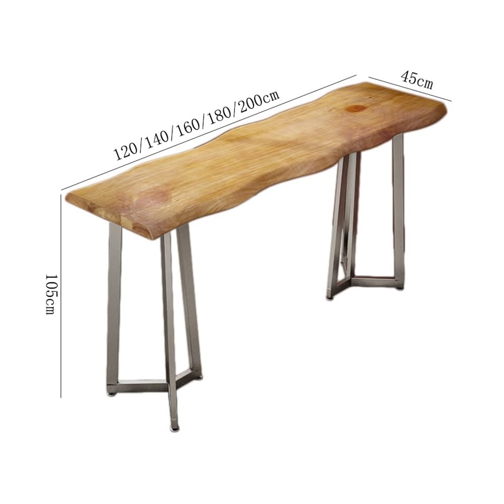 Table de Bar Table de Bar Longue en Bois avec Cadre métal, Hauteur comptoir, for Cuisine, Salle à Manger, Salon(180x45x105cm)