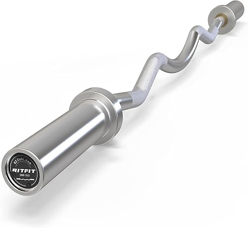Miniatura 13 de RitFit Barra de rizo EZ de 2 pulgadas con pesas, barra olímpica de capacidad de 350 libras para bíceps y tríceps, entrenamiento de fuerza de