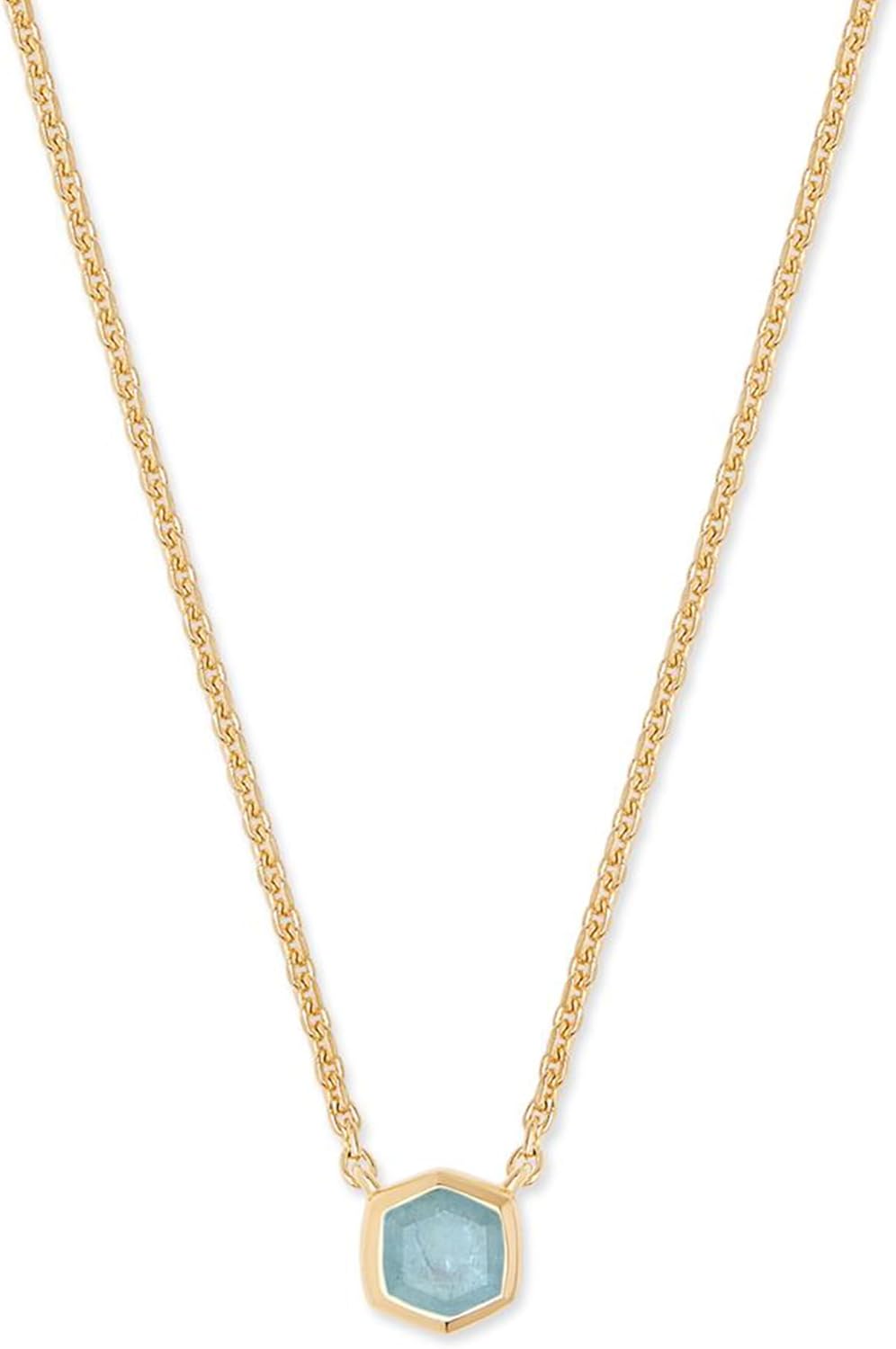 Kendra Scott Davie Pendant Necklace in 18K Gold Vermeil, Fine Jewelry for Women, Aquamarine