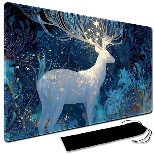 MTG Playmat, 60 x 35CM MTG Playmat with Zones, Stitched Edges Game Play Mat Trading Card Game Playmats Mouse Pad Smooth Rubber Surface TCG Game Mat with Storage Bag (No Zone,10)