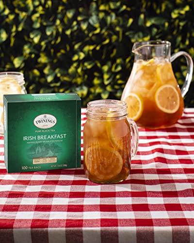 Twinings Irish Breakfast Black Tea, 100 Individually Wrapped Tea Bags, Flavourful, Bold, Robust Caffeinated Black Tea #TOP3