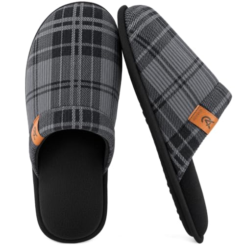 Image of VeraCosy Men's Corduroy Scuff Slippers Soft Comfy Memory Foam Non-slip Indoor House Shoes