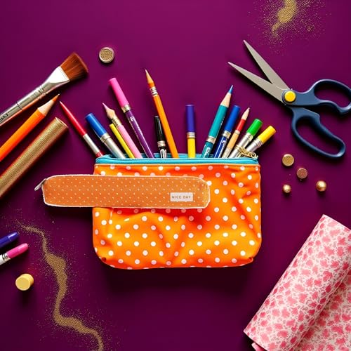 Image of 1Pc Orange Pencil Case, Cute Stationeries Pouch, Kawaii Pencil Pouch, Candy Color Pencil Box, Super Slim Pen Bag, Cosmetic Bag，Pen, Pencil and Marker Cases，Arts, Crafts and Sewing