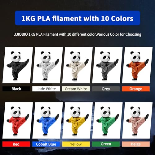 Image of 10kg Elite PLA+ 3D Printer Filament Bundle Multicolor, PLA Plus Filament 1.75mm, 1kg per Spool, 10 Pack (Black+Jade White+Cream White+Grey+Cobalt Blue+Green+Orange+Red+Yellow+Beige)