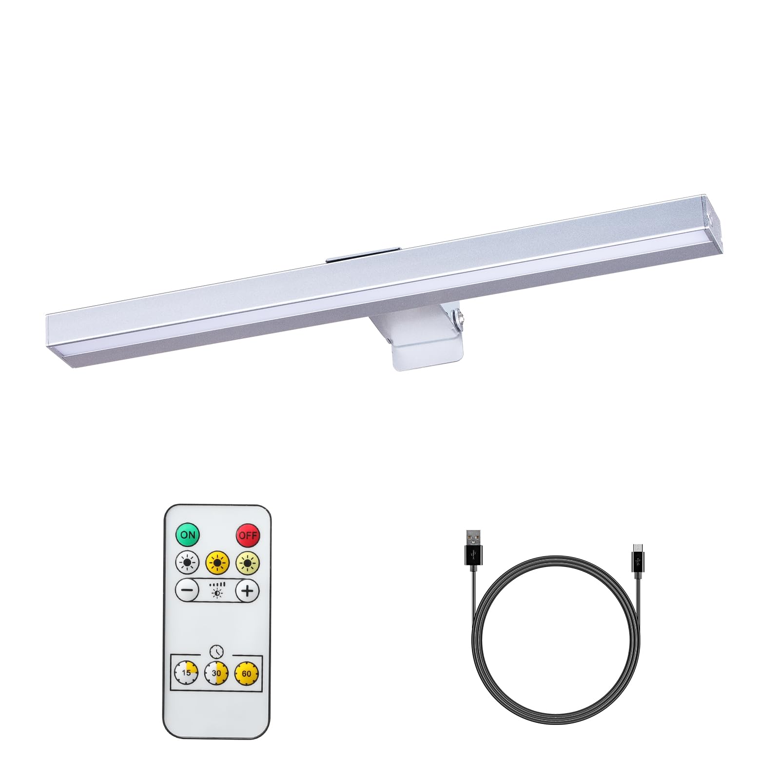 Wierelss Picture Light,16inch Picture Light Battery Operated,Remote Control Painting Light with Timer and Dimmable, Full Metal Dartboard Light for Portrait,Display,Wall,Artwork,Gallery,Silver