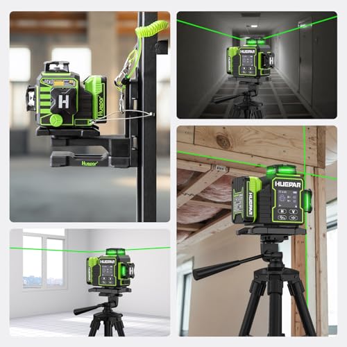 Huepar W03CG Bluetooth Laser Level 3x360 Self Leveling, 3D 12 Lines with Electric Rotating Base＆Large LCD Screen, 3 Planes Green Lazer Leveler Tool for Construction, Ceiling,Tiling, Framing, etc. by Huepar - Used condition - Image 5