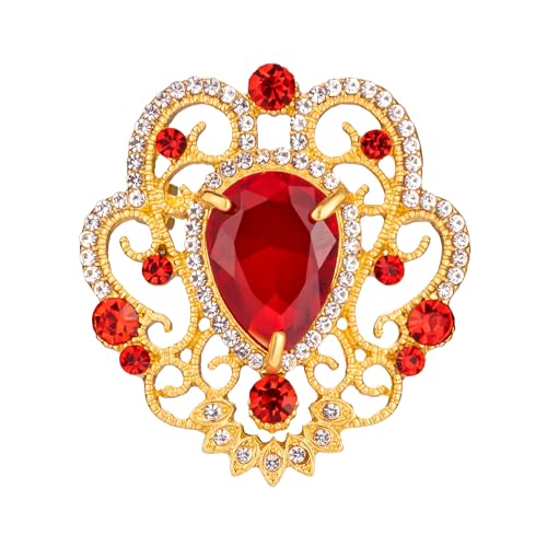Image of SELOVO Vintage Style Elegant Crown Rhinestone Teardrop Pin Brooch for Women