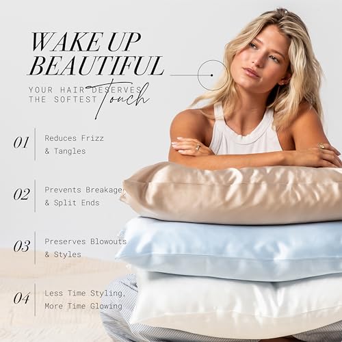 Image of 100% Mulberry Silk Pillowcase Infused with Silver Ions - Pure 30 Momme Grade 6A Fibers for Beautiful Skin and Hair - Cooling Pillow Case Protector with Zipper (Standard) Rose Color