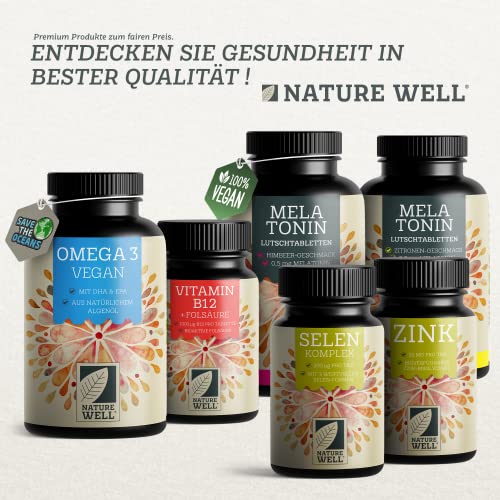 Omega-3 Vegan 120 Kapseln hochdosiert, 2000mg Omega-3 Algenöl pro Tag mit 600mg DHA & 300mg EPA, veganes Omega aus nachhaltigem Anbau als Fischöl-Alternative, laborgeprüft mit Zertifikat, NatureWell 4