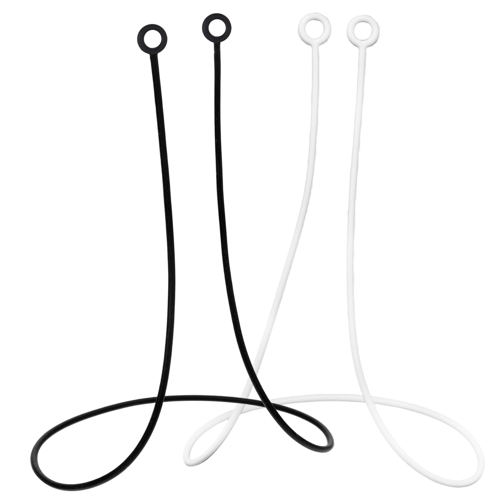 Photo 1 of 2 Pcs Earplug Lanyard, Silicone Anti-Lost Safety Lanyard for Most Earplugs with Removable Tips, Flexible Sports Neck Rope Connector Strap, Compatible with Running Work Activities (White, Black)