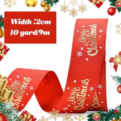 BHSTTNIXP 2cm*10yards Christmas Ribbon for Gift Wrapping,Christmas Cake Decorations,Red Ribbons for Xmas Gift Packaging — photo 2