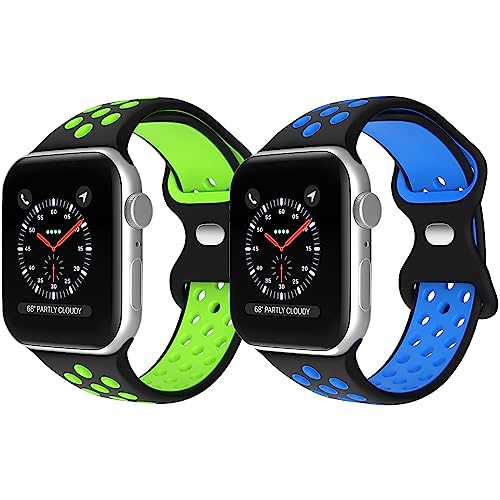 [2 Pack] Sport Band for Kids Apple Watch Band 38mm 40mm 41mm & 42mm 44mm 45mm 49mm,Soft Breathable Silicone Smartwatch Band for iWatch Series 9/8/7/6/5/4/3/2/1/SE/SE2/Ultra 2/Ultra,Kids Size for Small