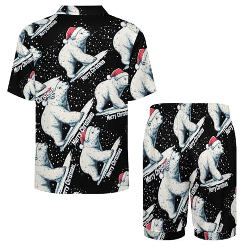 White Bear Christmas Mens Pajamas Set Short Sleeve Sleepwear Summer Pjs Sets 2 Piece Loungewear Nightwear4