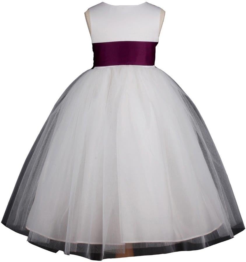 Prince Lover Pink Promise Flower Girl's White Wedding Pageant V-Back Ankle Length Dress