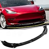 BENSOI Frontstoßstange Lip Bodykit für Tesla Model Y 2020-2023, Auto ABS Frontstoßstange Frontspoiler Verkleidung Schutz Splitter Spoiler Außenzubehör Frontschürze Lip Spoiler Splitter Body Kit,Black