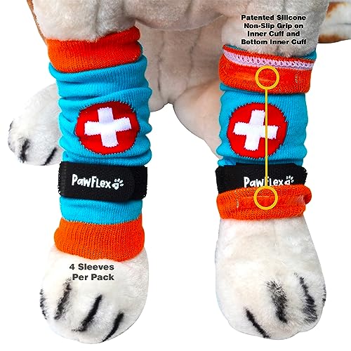PawFlex Comfy Pawz Cotton Nonslip Protective Leggings for Dogs | Medical Pet Sleeve for Dogs Legs with Non-Slip Silicone Grip at Inner Cuffs and Adjustable Strap for No Twisting or Sliding Down