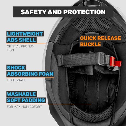 Westt Klapphelm Motorradhelm Integralhelm mit Sonnenlende und Visier, ECE-R 22.06 Motocross Helm Mopedhelm für Damen und Herren, Mattschwarz / Mattgrau/ Weiß, in Größe S-XL