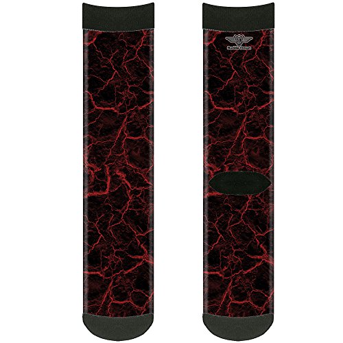 Buckle-Down Unisex-Adult's Socks Marble Black/Red Crew, Multicolor