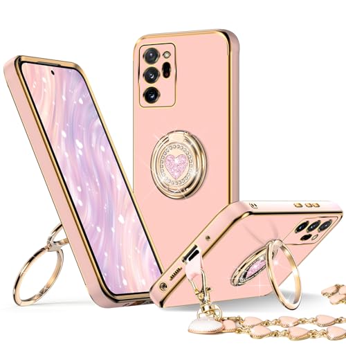 Coque Samsung Galaxy Note 20 Ultra antichoc rose avec double anneau