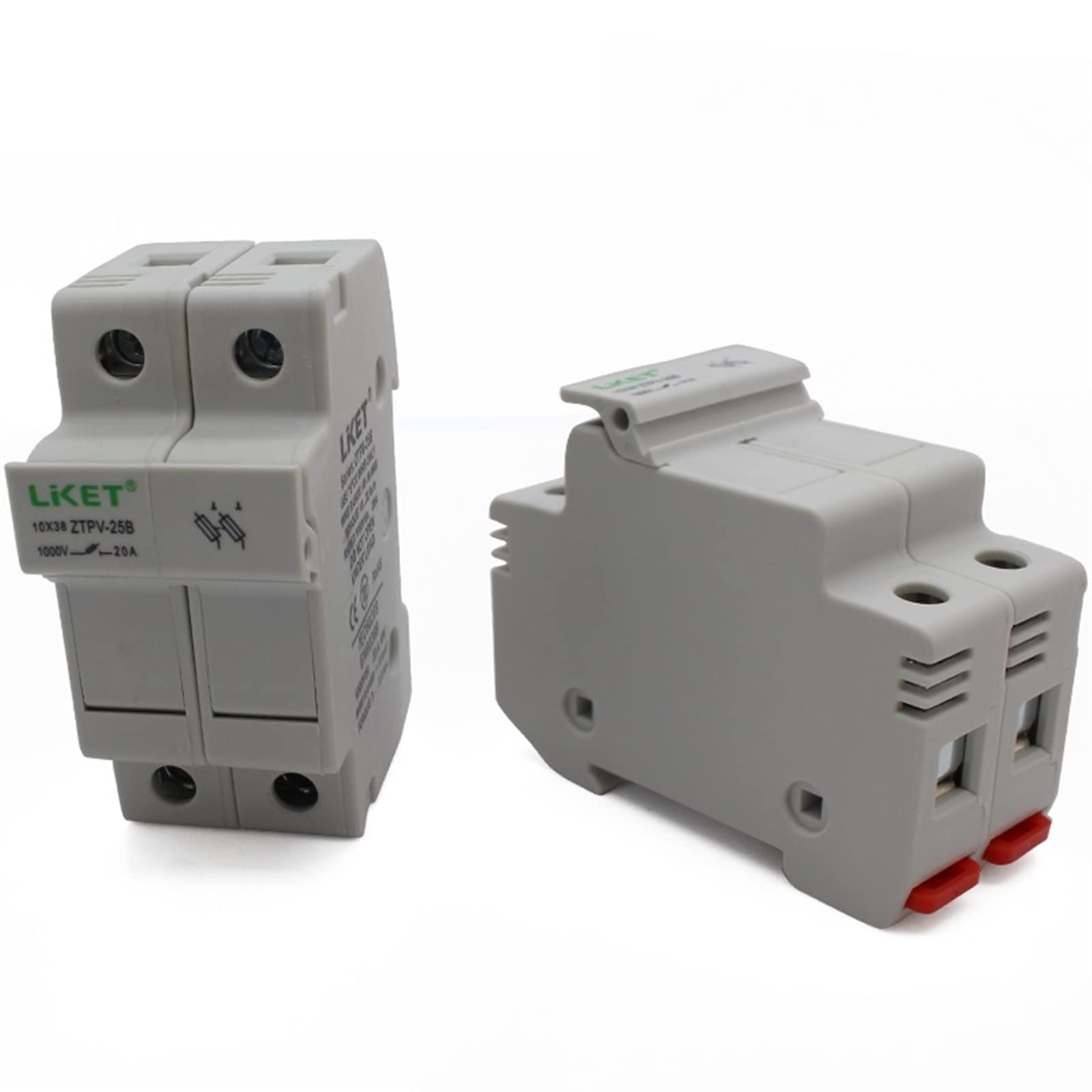 KNIUWMBMH 5 Set/lot 2P Parallel Fuse Holder 1000V DC Fusible 10x38 gPV, with Fuse Holder for Solar System Protection(25v)