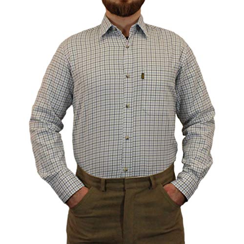 GAME Mens Tattersall Shirt - Blue X-Large Blue