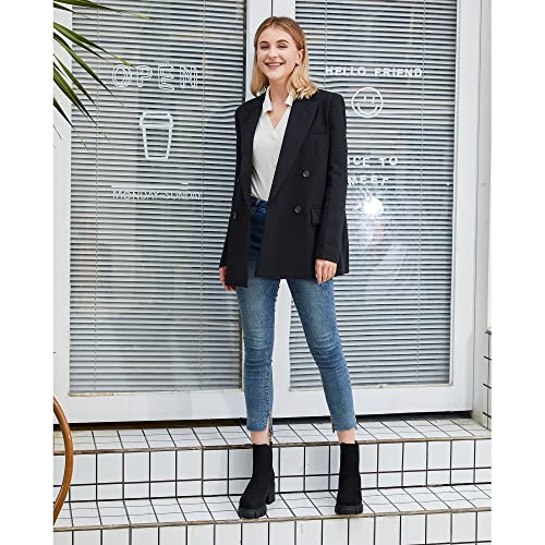 starmerx Women Platform Ankle Boots Elastic Chelsea Boots Mid Heel Slip on Booties3