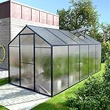 VEIKOU 6' x 10' Greenhouse, Upgraded Polycarbonate Green House with Vent, Aluminum Frame, Greenhouses for Outdoors for Yard, Garden, Hobby, Grey