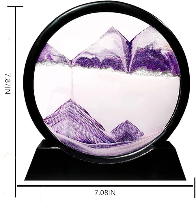 Image of Redvant Moving Sand Art Picture Glass Liquid Painting 3D Natural Landscape showpieces for Home Decor Antique Gifts for Kids Office Desktop Decoration Desk Table Decorative Items (Maroon Sky)