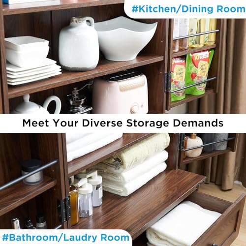 72-Farmhouse-Kitchen-Pantry-Cabinet-with-Drawer-Tall-Storage-Cabinet-with-2-Barn-Doors-and-Shelves-Versatile-Large-Rustic-Cabinet-for-Dining-Room-Bathroom-Living-Room-Laudry-Brown 72 Farmhouse Kitchen Pantry Cabinet with Drawer Tall Storage Cabinet with 2 Barn Doors and Shelves Versatile Large Rustic Cabinet for Dining Room Bathroom Living Room Laudry Brown