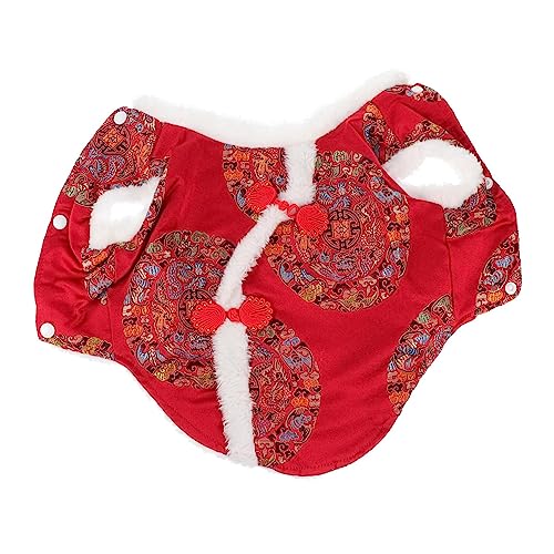 VANZACK 1個 ペット唐装コットンコート 大型犬の衣装 子犬のシャツ 犬のカーシート 犬パーカー パーティーペット服 の服 の衣装 犬用の 唐装服 犬のコスプレ服 赤