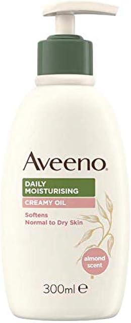 Aveeno Daily Moisturising Creamy Oil | Softens and Smooths Skin | Body Cream for Normal to Dry Skin Care | Almond | 300 ml [Packaging may vary]