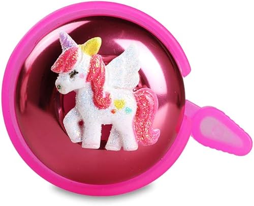 Mini-Factory Timbre de bicicleta para niñas, manillar de bicicleta, lindo patrón de unicornio rosa, seguro para bicicleta, anillo de bicicleta -