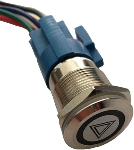 Miniatura 6 de ESUPPORT 12 V Vehículo de coche azul LED luz emergencia peligro advertencia botón metal interruptor de palanca enchufe enchufe 0.748 in