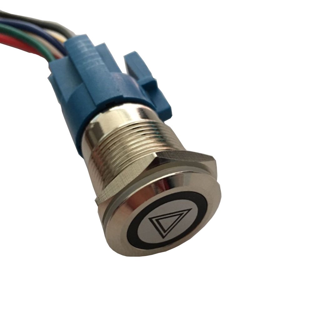 Mintice Roestvrij Staal Auto Vrachtwagen Tuimelschakelaar Drukschakelaar Drukknop Schakelaar Wipschakelaar 16mm 12V 3A Rood Licht Alarmverlichting Waarschuwing Noodgevaar