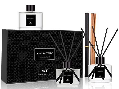 Reed Diffuser Set Of 3 For Bathroom Air Fresheners, Oil Diffuser Sticks | Gardenia Jasmine Lavender Scent(1.7 Fl Oz Each Pack) Home Fragrance With 24 Sticks Defusers | House Bedroom Office Shelf Decor #TOP1