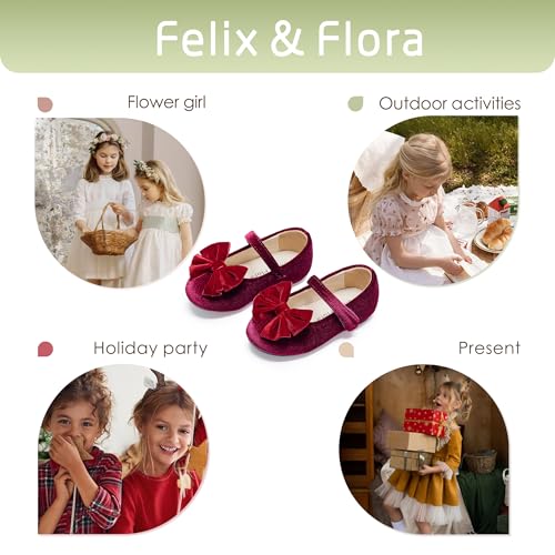 Image of Felix & Flora Toddler Flower Girl Dress Shoes Girl Ballet Flats Party School Shoes Wedding