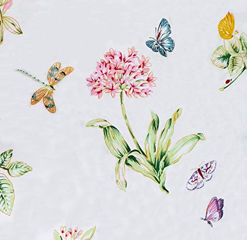 Usning White Floral Sheet Set King, 100% Cotton Butterfly Farmhouse Bedding 600Tc, Deep Pocket-Super Soft-Breathable Bed Sheets Set, 4-Piece King Size #TOP6