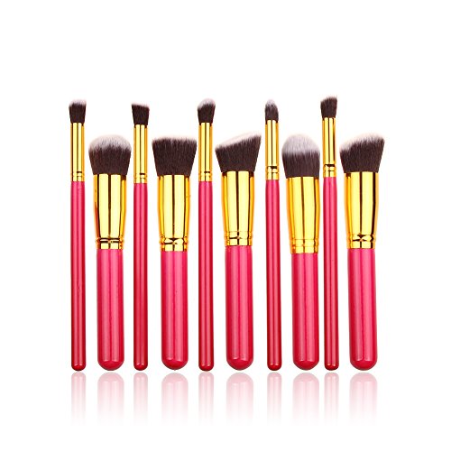 Unimeix? 10 pcs Premium Synthetic Kabuki Makeup Brush Set Cosmetics Foundation Blending Blush Eyeliner Face Powder Brush Makeup Brush Kit (Rose Golden)¡­