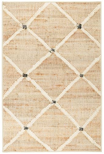 Dash and Albert Kali, Natural, 7'6" x 9'6", Diamond, Soft and Cozy, High Traffic, Lightweight, Anti-Slip, Durable, Machine Washable Area Rug for Bedroom, Living Room, Dining, Den, Foyer, Entryway
