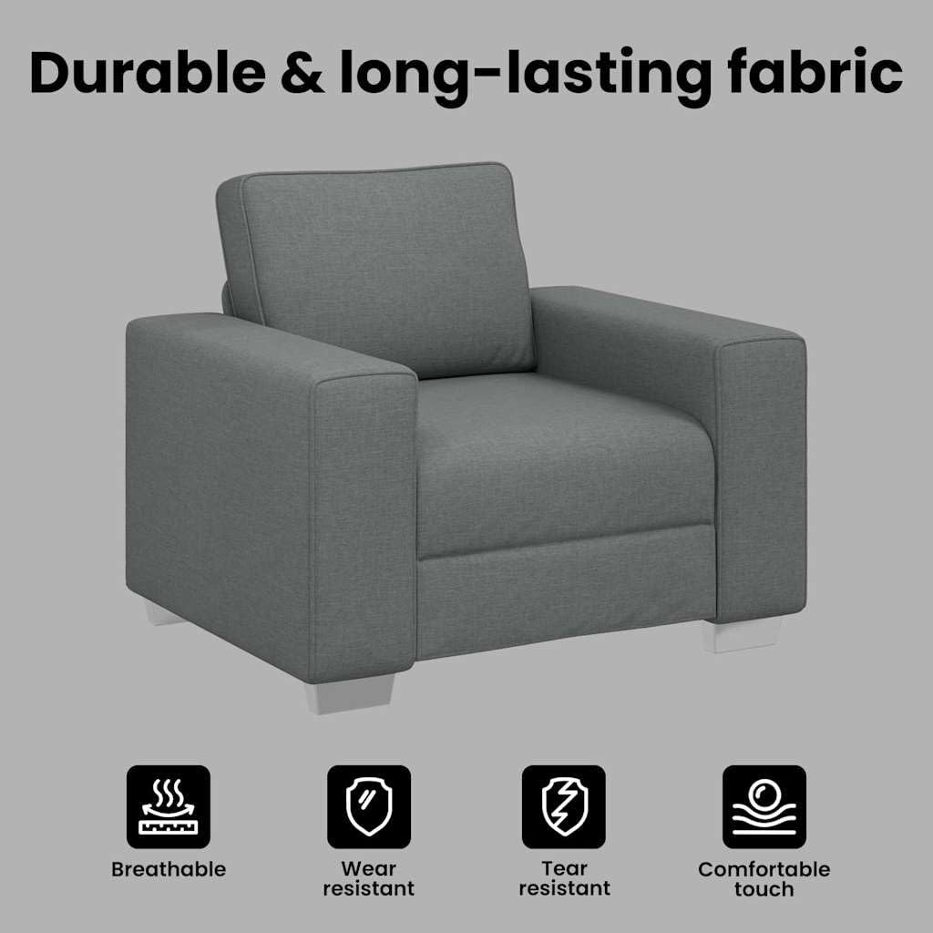 vidaXL Poltrona Sofa Grigio scuro 100 cm Tessuto, Divano elegante, comodo, design moderno, forma rettangolare, cuscino in schiuma, rivestimento traspirante per soggiorno