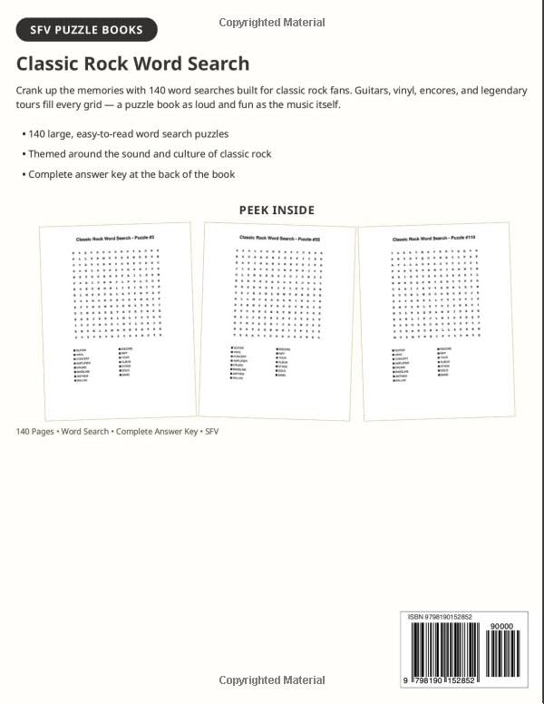 Classic Rock Word Search Puzzle Book for Adults: 140 Classic Rock Music Word Search Puzzles with Complete Answer Key image 3