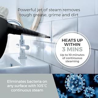 Tower T134000PL THS10 Corded Handheld Steam Cleaner with 9 Accessories, 1050W, Platinum