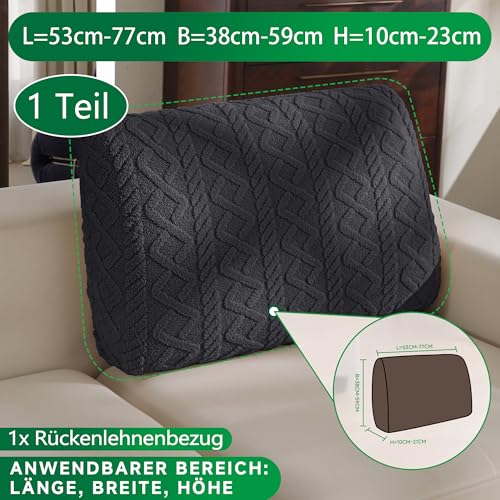 OHSIO Sofa Überzug – Elastischer & Waschbarer Sofabezug, Weicher Langlebiger Couchbezug für Sitzkissen & Wohnzimmermöbel(Dunkelgrau, 1x Rückenlehnenbezug)