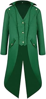 Duohropke Steampunk Men's Victorian Coat Medieval Jacket Viking Renaissance Formal Tailcoat Gothic Tuxedo Stand-Up Collar Coat Halloween Costume