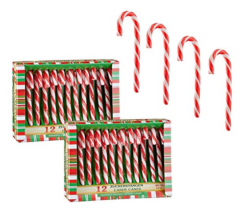 Spetebo Zuckerstangen essbar mit Erdbeer Geschmack - 24 Stück - Weihnachts Deko Baumschmuck Christbaumdeko Anhänger Candy Canes Süßigkeiten