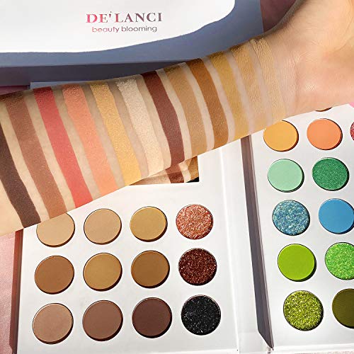 De'lanci Nude Pastel Eyeshadow Palette Makeup 36 Color,High Pigment Colorful Bright Eye Shade Matte Shimmer Glitter Eye Shadow Pallet, Long Lasting Sparkly Green Blue Eyeshadow Makeup For Women Girls #TOP4