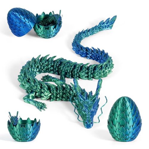 3D Dragon Egg Articulating Gemstone Crystal Dragon Figurine 3D Eggs with Inside Autism Toys Egg Toy for Anxiety Relief Flexible Joints Home Desk Decor Desk Toys Dazzling tri-colour (Laser Blue Green)
