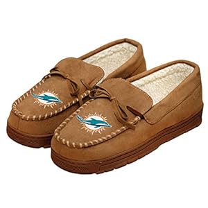 FOCO Miami Dolphins NFL Mens Team Logo Moccasin Slippers – S