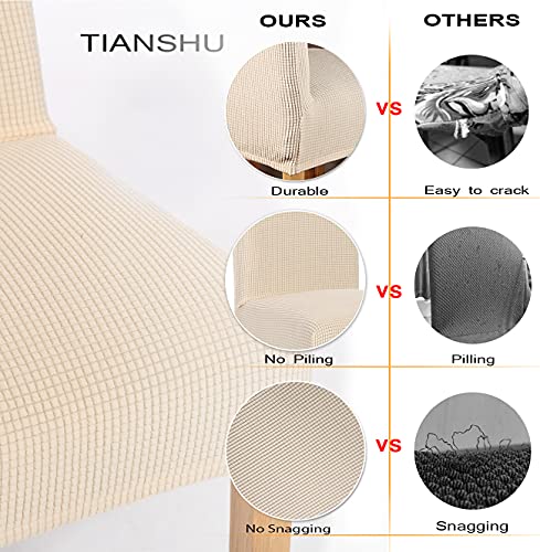 Tianshu Stretch Chair Covers For Dining Room Set Of 4, Dining Room Chair Covers For Home Decor, Removable Dining Chair Cover Non-Slip Kitchen Chair Cover Parson Chair Slipcover (4 Pack, Beige) #TOP4