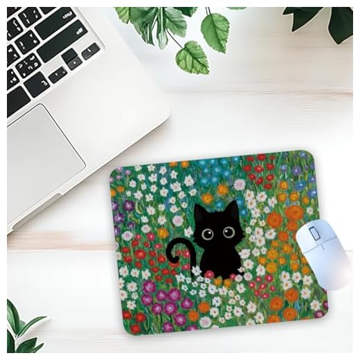 1 Pcs Black Cat Non-Slip Rubber Mouse Pad for Home Office Desk Accessories Gaming Laptop Computer Gifts for HR Coworker Friend Supervisor